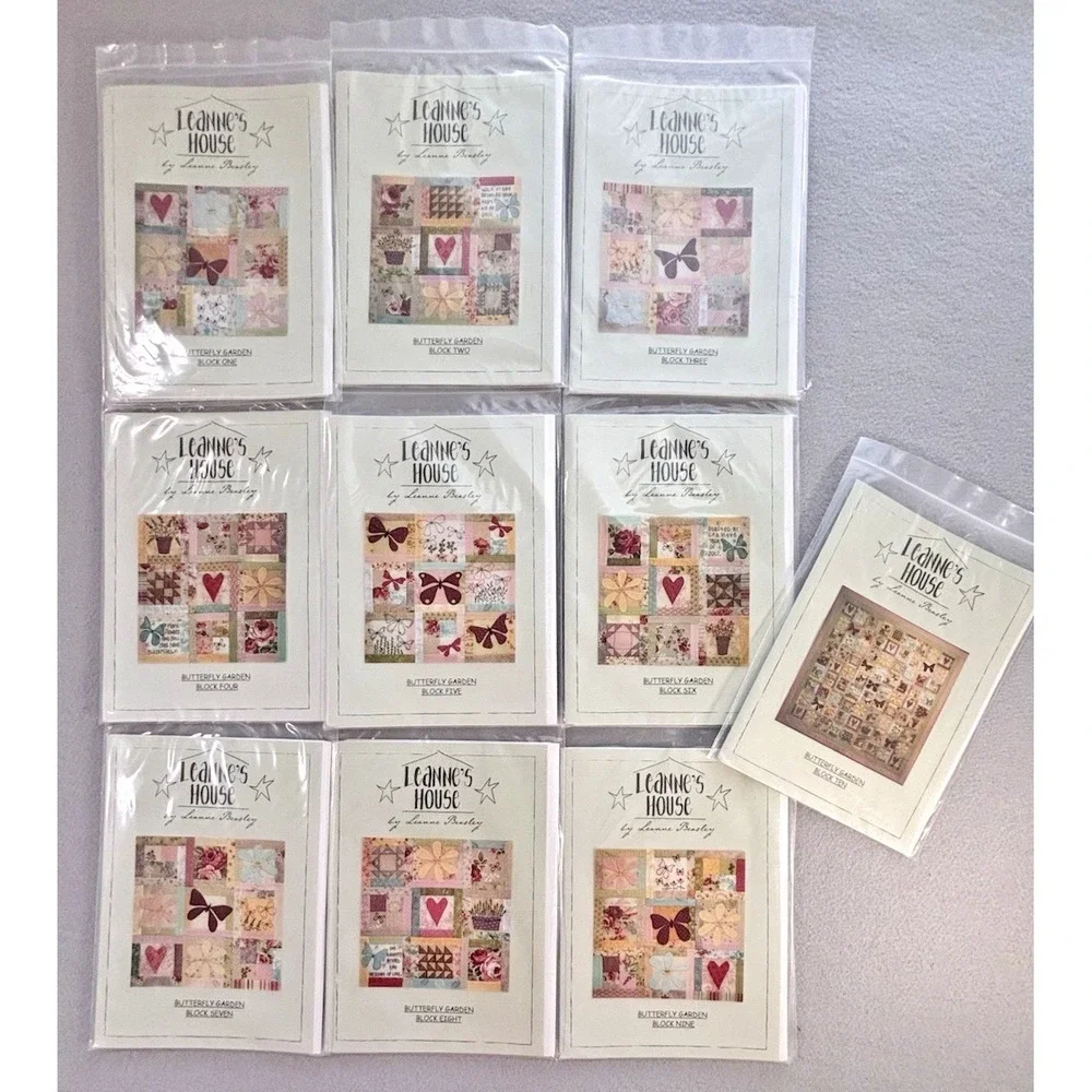 Butterfly Garden Quilt Patterns Lot of 10 Leanne's House COMPLETE SET Beasley